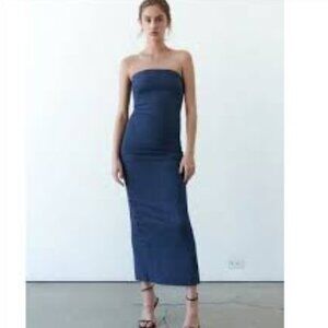 ZARA STRAPLESS DENIM DRESS